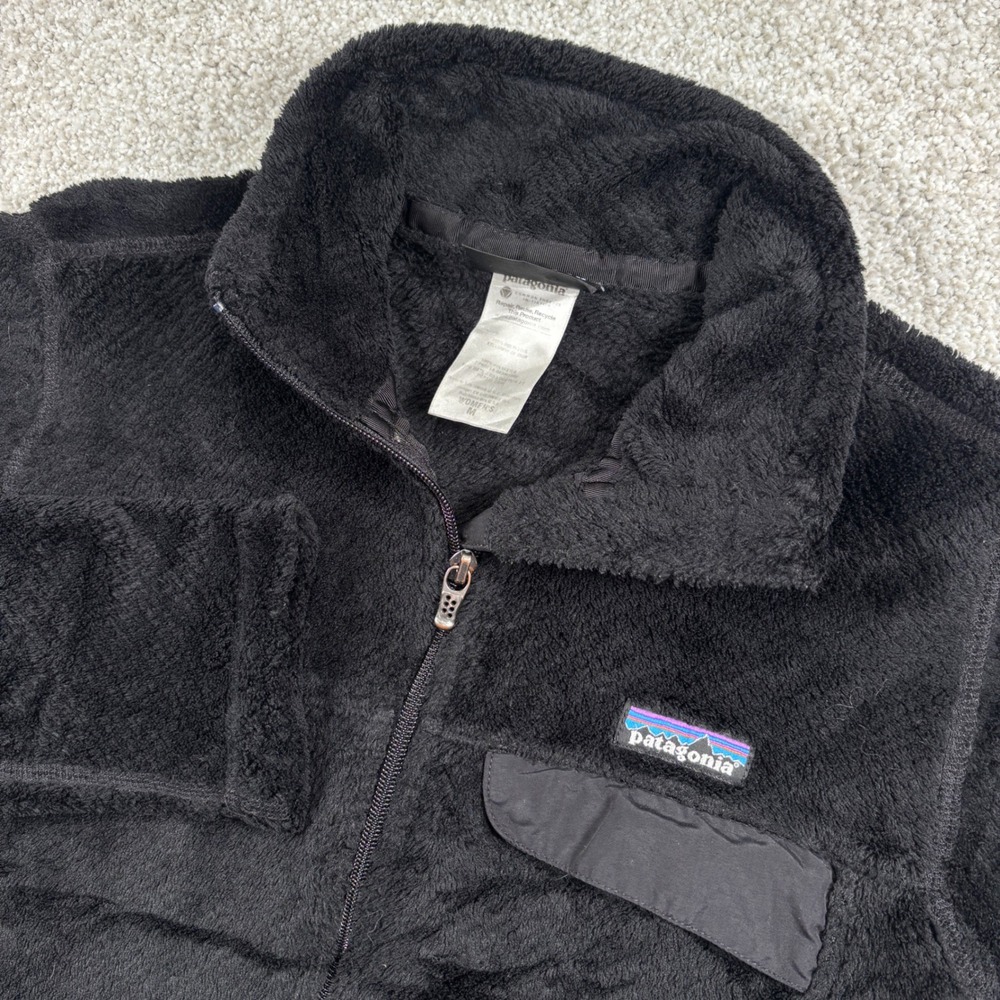 Patagonia Fleece Jacket Womens M Black Re-Tool Full Zip Snap Pocket 25442